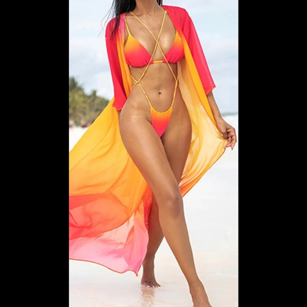 Color blocking tie dye one piece bikini